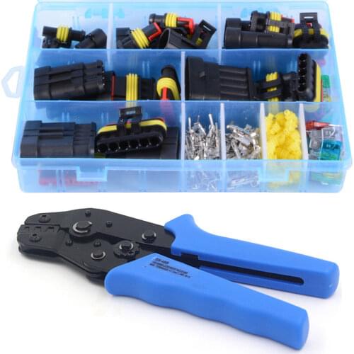 1 to 6 Way Waterproof Electrical Connectors Blade Fuse Crimper Set Kit