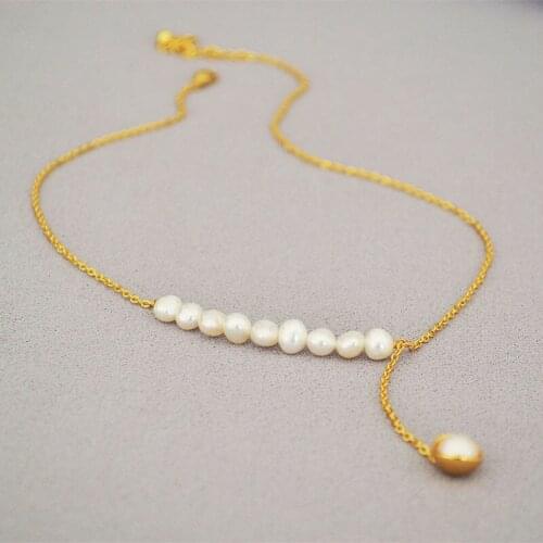 Women freshwater natural pearl pendant necklace chain torque for party jewelry