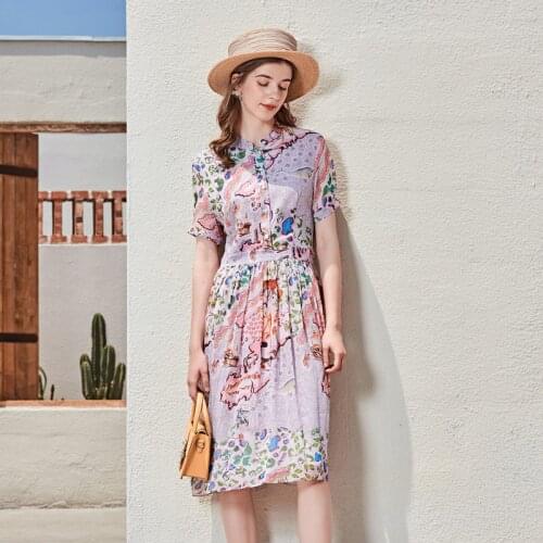 Purple chiffon silk floral maxi shirt dress women 2020 summer long work boho beach office sexy party luxury dresses plus size