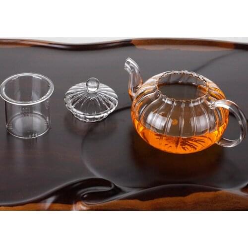 1Pc Transparent Hand-Crafted Pumpkin-Shape Tea Pot Tea Pot Glass Kettle for Office Store