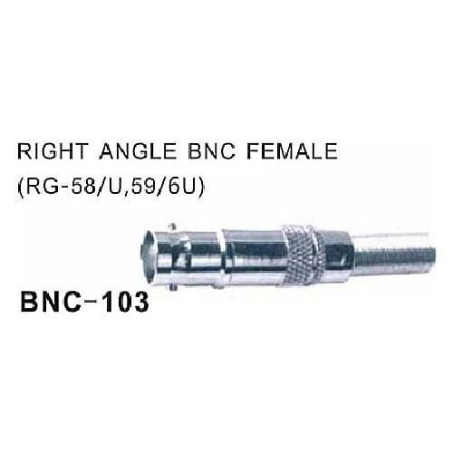 100PCS BNC Female Right Angle Connector To RG58/U RG59/6U To Coaxial Coaxial adapter Cable For CCTV Camera Sysetem (BNC-103)