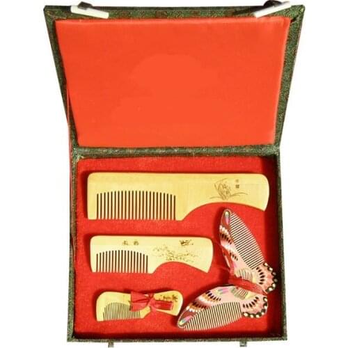 2020 New!guaranteed 100% Chinese Characteristics Gift Boxwood Comb Butterfly Group High Grade Wedding Or Business Gift-ac188-1