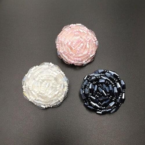 3 Pcs Faux Pearl Beads Flower Buttons 3.8cm Dia Hand Made for Sewing Clothes Windbreaker Sweater Coat Bag DIY Craft Projects