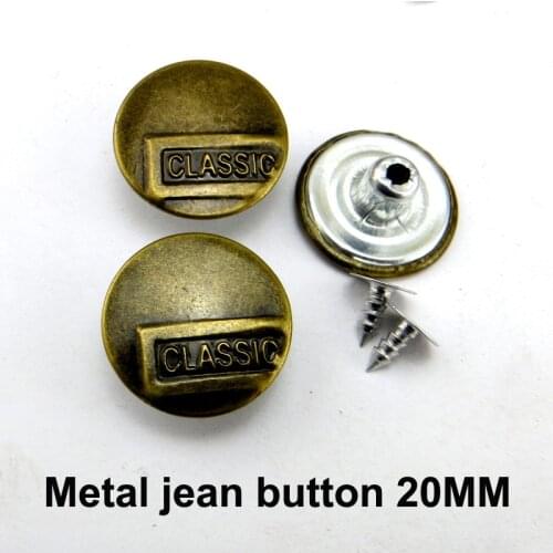 30PCS Bronze Tone Jeans Classic Button 20MM Decorative Clothes Accessory Garment Trousers Letter Buttons Fit MJB-360