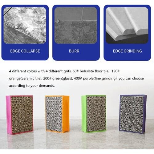 Diamond Hand Polishing Pad Foam Tile Glass Metal Wood Edges Grinding Deburring Tool Burr Manual Polishing Pad 60# 120# 200# 400