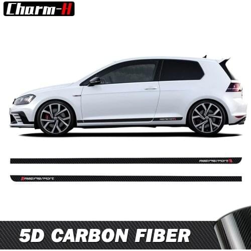 Car racingsport Styling Carbon Fiber Vinyl Decal Car Side Skirt Sticker Automobiles Accessories For Volkswagen Golf 7 MK7