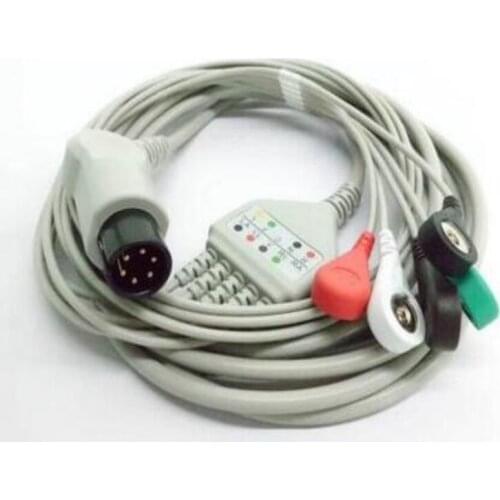 Free Shipping One Piece ECG Leadwire 5 leads for Mindray, Goldway,Edan,monitor use,Patient Monitor ECG Cable,Snap end TPU,AHA