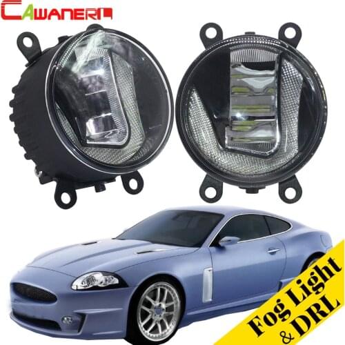 Cawanerl 2 Pieces Car Styling 2in1 LED Fog Light Daytime Running Light Lamp DRL White 5000K 12V For Jaguar XK _J43_ 2006-2013