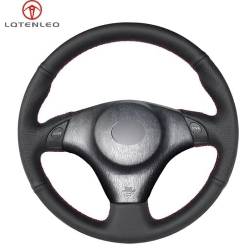 LQTENLEO Black Genuine Leather Steering Wheel Cover For Toyota RAV4 Celica 1998-2005 MR2 2000-2004 Lexus IS200 300 1999-2005