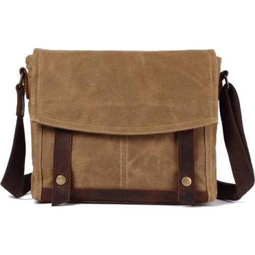 Business Men Messenger Bags Shoulder Bags Pocket Casual Oil Wax Canvas With Cowhide Crossbody Pack Retro Work Office Travel Bag