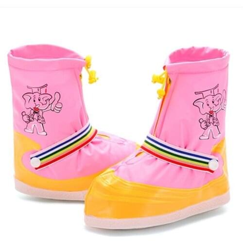 Children Reusable Cartoon Shoe Covers Elephant Printing Waterproof Rain Boot Cover Anti-Slip Kids Overshoes Outdoor Water Shoes