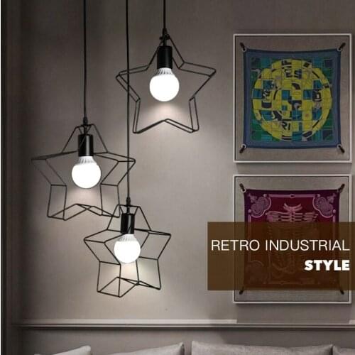 Home Decoration Wrought Iron Chandelier Star Accessories for Kitchen Pendant Light Bedroom Stair Hanging Lamp
