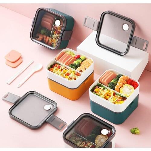 Lunch Box Double Layer Leak-proof ABS Warm Keeping Heat Insulation Lunch Case for Kitchen Tableware Kitchen accessories