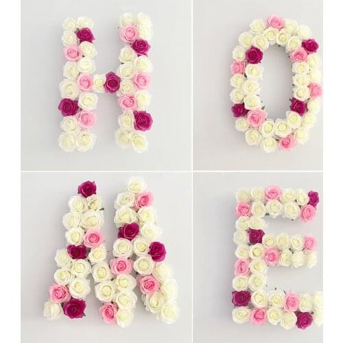 Wedding Table Numbers Letters Decor Happy Birthday Background Silk Rose Flower Wall Panel Valentines Day Party Letter Signs