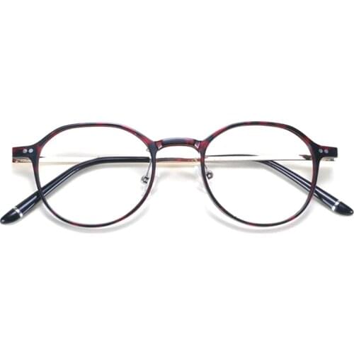 HOTOCHKI New Men and Women Vintage Flat Eyeglasses Lightweight Plastic Steel Spectacles Frames Spring Spectacle Frame