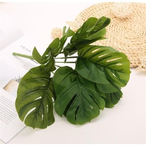 Fake Plants Fern Grass simulation Leaf Wedding Wall Outdoor Decor Green Artificial Flowers Plastic plant for Home Garden Decor