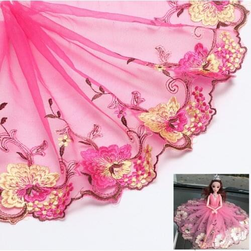 1Y Width 19CM Exquisite Embroidery Lace Fabric Ribbon DIY Sewing Curtain Clothes Guipure Trims Craft Decoration