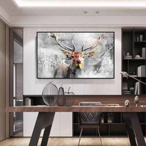 Animal Art Canvas Paintings Modern Elk Deer Posters and Prints Home Decoration Wall Picture for Living Room Cuadros No Frame