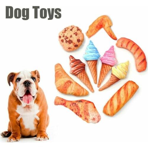 Creative Funny Simulation Dog Chew Toys Ice Cream Fruit Bread Bite Resistant Squeeze Sound For Pet Dog cat Juguete Para Perros