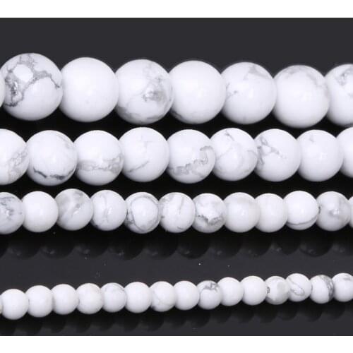 Whole Sale 38-40cm 4/6/8/10MM Natural Stone White Howlite Round Loose Beads Pick Size For Jewelry