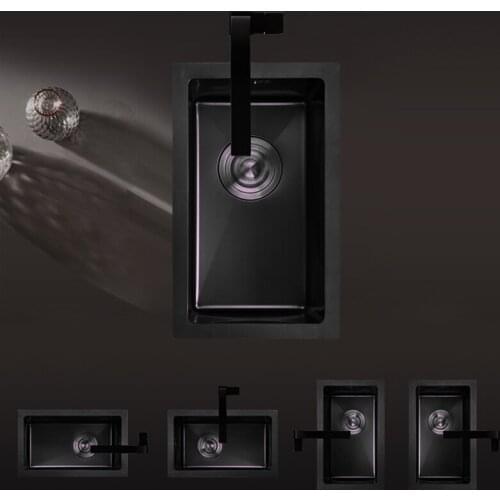 304Stainless Steel Kitchen Balcony Mini Small Wash Basin Wash Basin Undermount Single Bowl Black Counter Small Sink Single Slot