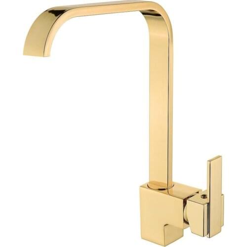 Trento Gold Waterfall System Square Kitchen Sink Kitchen Faucet