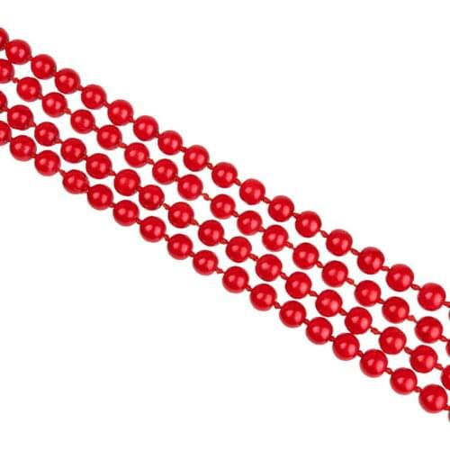 Fashion Long Necklace Girth Red Glass Imitation Pearl Detail Circle Beaded Sweater Necklace