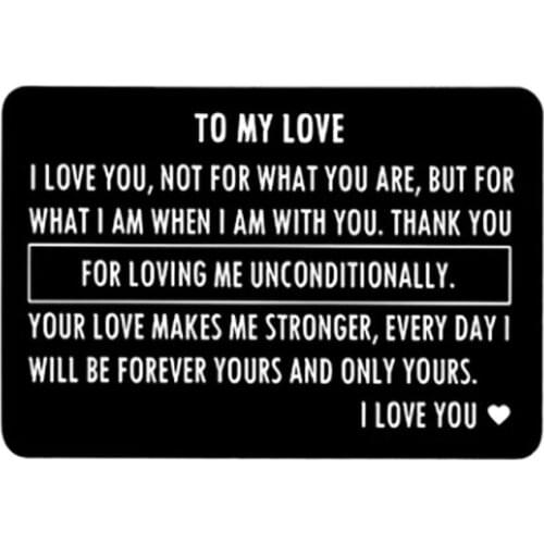 Fashion Women Men Wallets Cards"TO MY LOVE" Lettering Metal Wallet Card Postcard Business Card Gift for Husband Boyfriend