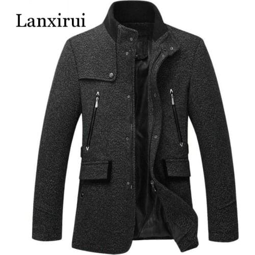 Wool Jacket Men Casual Coat Slim Fit Jackets Fashion Outerwear Man spring autumn Jacket Overcoat Pea Coat Plus Size 3XL