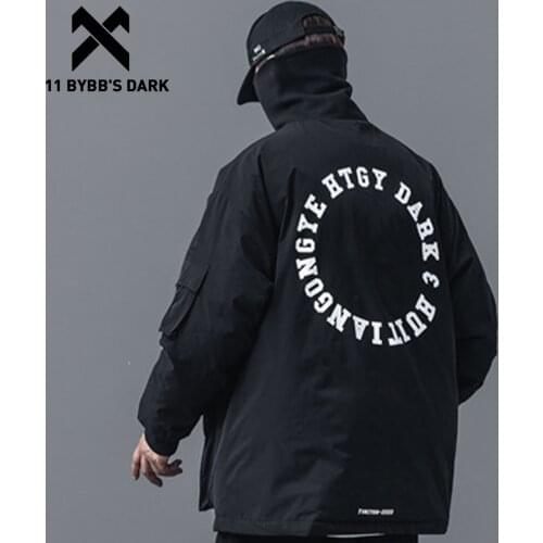 11 BYBBS DARK Tactical Cargo Parkas Jackets Men Thicken Hip Hop Streetwear Padded Jacket Function Harajuku Parka Coats Techwear