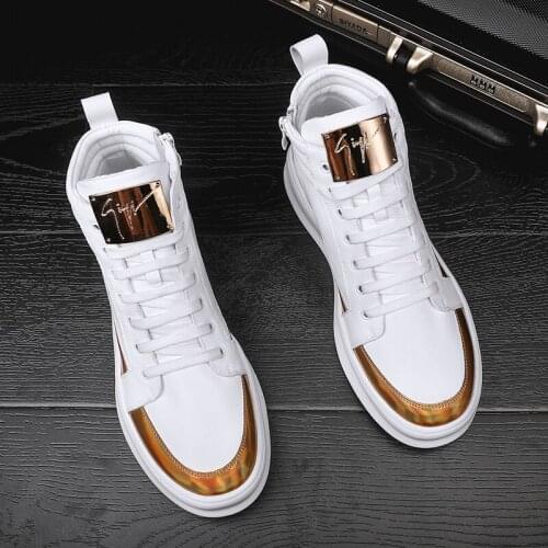 Fall / Winter 2019 high-top mens Martin boots Brock England style boots laced flocking rubber high-top mens ankle boots shoes