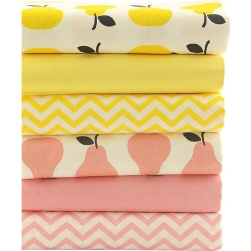 Booksew 100% Cotton Fabric Bundle 3PCS/Lot Pear And Wave Design Fat Quarter Tela Tecido Quilting Bed Sheet Patchwork Baby Crafts