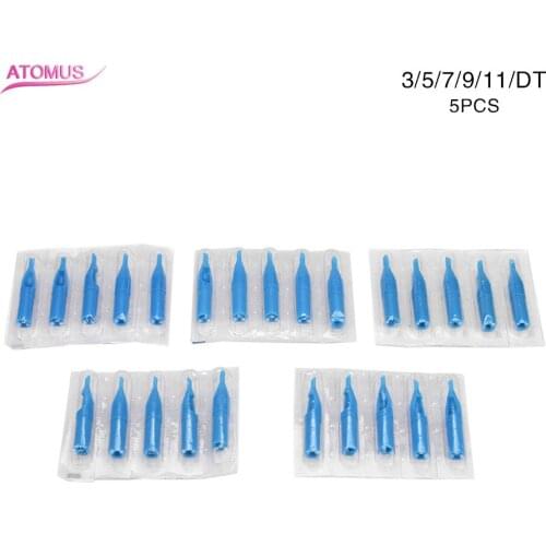 5pcs Plastic Tattoo Nozzle Tip Set 3DT 5DT 7DT 9DT 11DT Tattoo Tips Disposable Sterile Needle Tubes Tattoo Machine Accessories