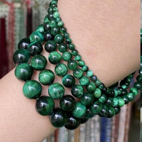 Natural Green Tiger Eye Stone Round Spacer Loose Beads For Jewelry Making Diy Bracelet Necklace Accessories Pick Size 4-12mm 15"