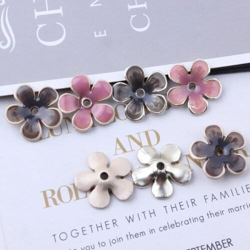New Arrival Enamel Alloy Flower Charms 10pcs 15*33MM DIY Jewelry Findings Ornament Accessories Oil Drop Floral Button Pendants