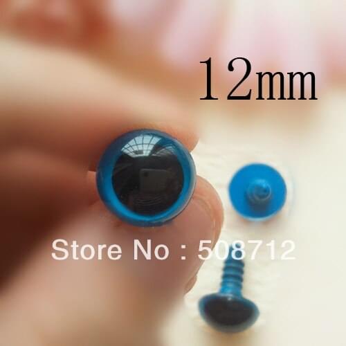 Fress ship!!! 100pairs 12mm Blue plastic teddy bear/toy eyes + safety backs