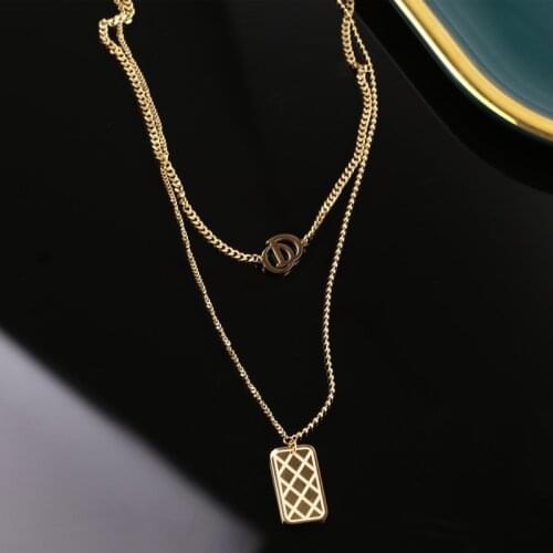 POTCET Stainless Steel Necklace Titanium Pendants Sweater Chain Choker Anniversary Engagement Jewelry