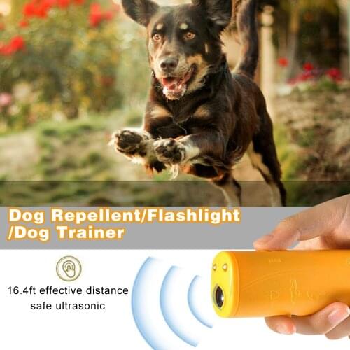 Handheld Dog Repellent Trainer Flashlight Ultrasonic Dog Deterrent 16.4ft Range Anti Barking Stop Bark Dog Training Equipment