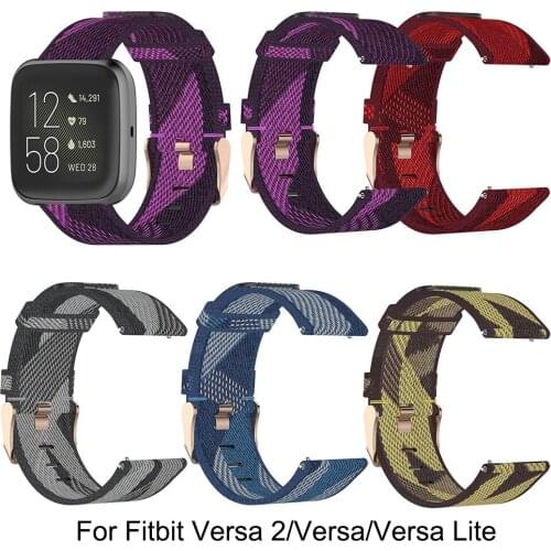 Straps Compatible with Fitbit Versa/Fitbit Versa 2/Fitbit Versa Lite for Women Men, Breathable Woven Fabric Bands