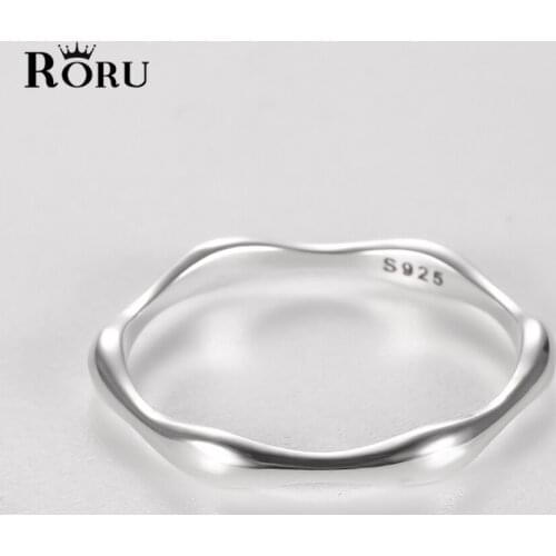 RORU New 925 Sterling Silver Retro Wave Finger Rings for Women Men Stack-able Punk Party Korean Style Fine Jewelry Gifts 2021