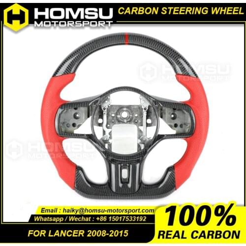 Carbon Fiber Steering Wheel For EVO X Flat Bottom Matte Carbon Fiber Steering Wheel For mitsubishi lancer 2008-2015