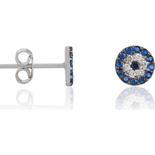 Silver Evil Eye Studded Earrings