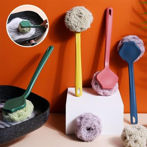 Nordic Creative Pot Brush Long Handle Cleaning Ball Washing Dish Brush Household Cleaning Tools Kitchen Accessories