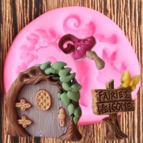Fairy Garden Door Silicone Mold Cupcake Topper Fondant Molds Cake Decorating Tools Cake Baking Chocolate Candy Mould