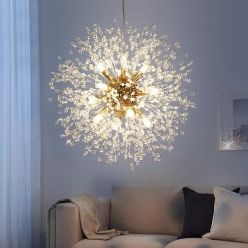Modern Crystal Pendant Light Dandelion Rattan Chandelier Pendant Lamp for Living Room Pendant Lights In Dining Room Chandelier
