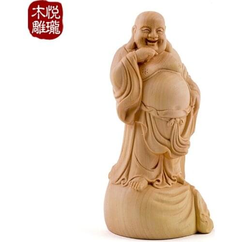 Wood carving Buddha statue, wood crafts gift Home desktop decoration office ornaments (A1118)