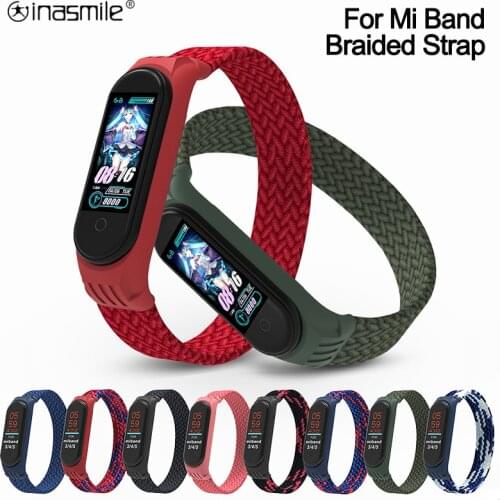 Comfortable Braided watch Strap for Mi band 5 Nylon Bracelet Solo Loop pulseira Wristband for xiaomi Mi band 4 3 6 watch belt