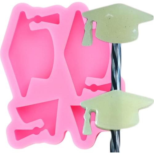 Graduation Doctor Hat Cap Straw Topper Silicone Mold DIY Cupcake Fondant Cake Decorating Tools Cookie Candy Clay Chocolate Mould