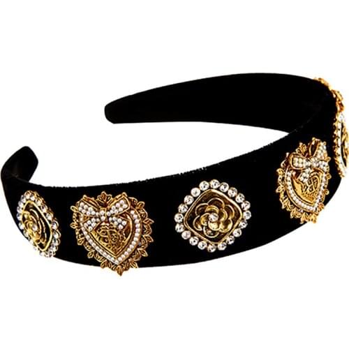 ZHINI Bohemia Vintage Gold Color Heart Handmade Headbands for Women Ethnic Gothic Zircon Crystal Statement Hari Band Jewelry