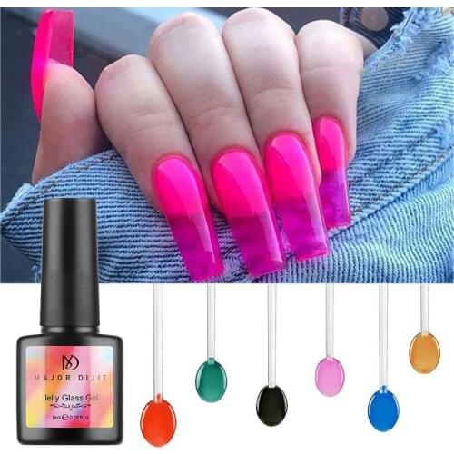 1bottle 8ml Translucent Acrylic Jelly Glass Candy Gel 6colors Summer Attribute Lively color UV Nail Gel Polish